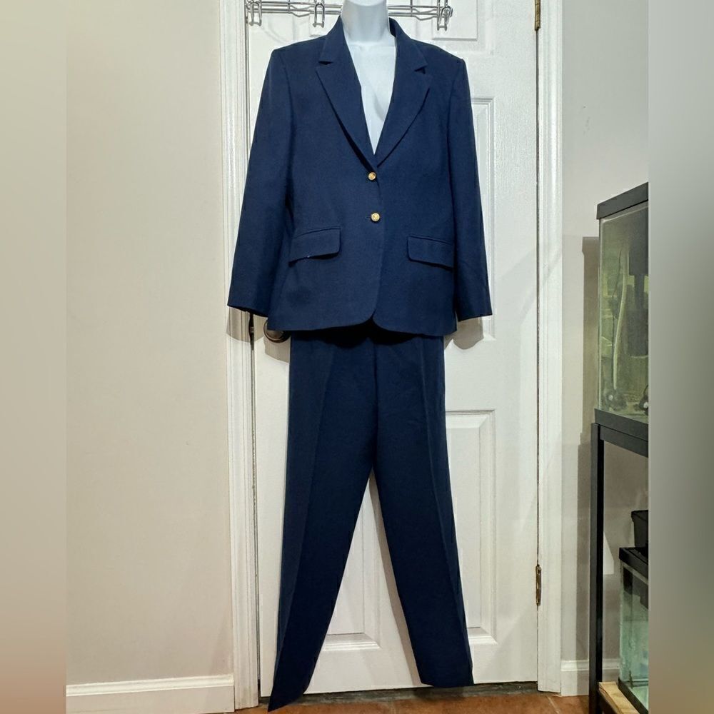 Pendleton Vintage 100% Wool Blue fully lined pants/Jacket‎ suit Women's size 12